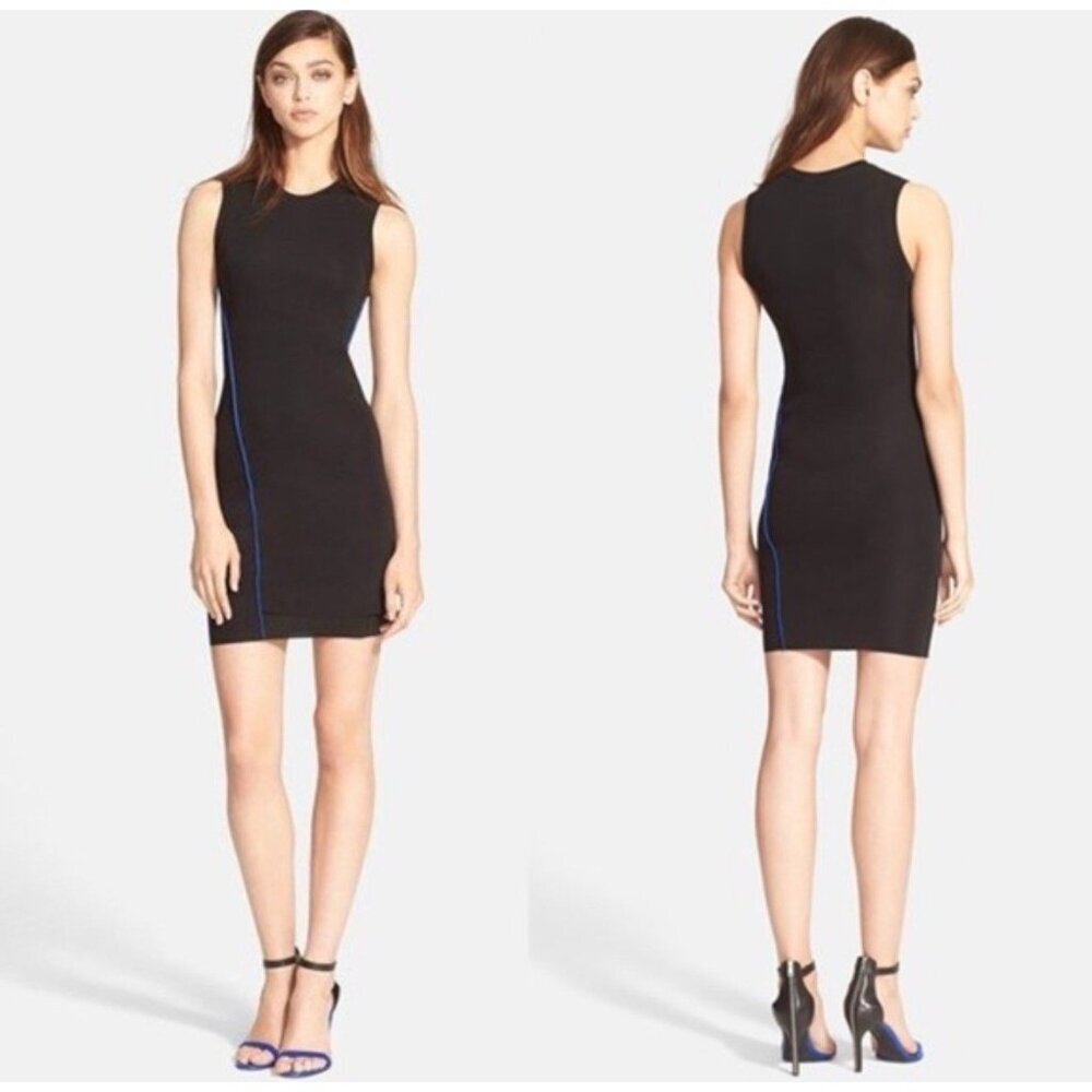 Alexander Wang Women’s Black Blue Sleeveless Body-Con Jersey Dress Size Small